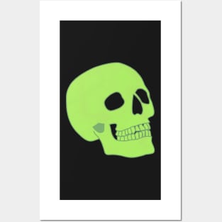 Minimal Neon Skull - green Posters and Art